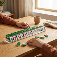 Juego de Mahjong Americano de Lujo con Reverso Cristalino, 166 Fichas Acrílicas con Grabado Artístico para Juego Social de Alta Gama