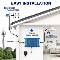 Kit répéteur de signal de téléphone portable GSM monobande 900 MHz avec antennes Yagi et de plafond pour couverture intérieure