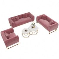 Ensemble de canapés modernes en velours rose pâle pour salon, mobilier de salon moderne et simple de luxe