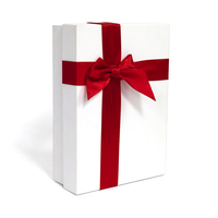 Emballage de boîte kraft cadeau imprimé de haute qualité couvercle fantaisie et papier d'art en relief à texture de base avec nœud de ruban pour les présentations