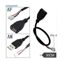 Câble USB 2.0 mâle vers connecteur JST PH2.0 pas de 4 broches, faisceau de câbles PCB, câble Dupont