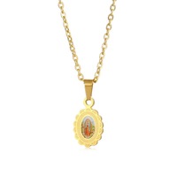 Collier à chaîne avec pendentif chrétien en acier inoxydable plaqué argent YYN, personnalisé, saint Benoît catholique