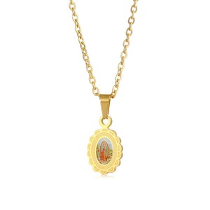 Collier à chaîne avec pendentif chrétien en acier inoxydable plaqué argent YYN, personnalisé, saint Benoît catholique - Product Image 6