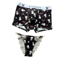 Ensemble de sous-vêtements assortis pour couple, caleçons pour homme et string pour femme avec imprimé lapin, rouge, cadeau du Nouvel An lunaire