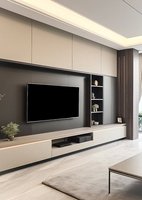 Mueble de TV Flotante Moderno y Lujoso para Sala de Estar, Mueble de Madera con Acabado Brillante Personalizado para Villa