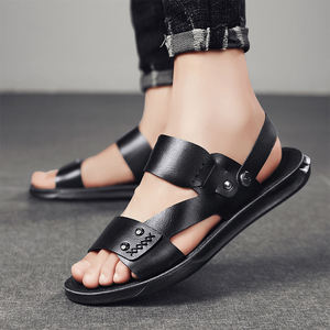 Men's Casual Flat Sandals Anti-slip Pu leather Comfortable Men's Slippers Outsole Slip-On Closure casual walking Style <b>shoes</b> - Product Image 2