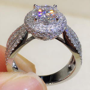 Anello con diamante Q972 in oro bianco, taglio rotondo brillante naturale, colore G, gioielli da donna per fidanzamento - Product Image 6