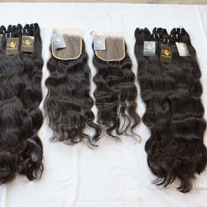 Fournisseur d'extensions de cheveux humains naturels Paquets de cheveux brésiliens crus avec fermetures Hd Vente de cheveux de temple indiens bruts vierges non traités - Product Image 1