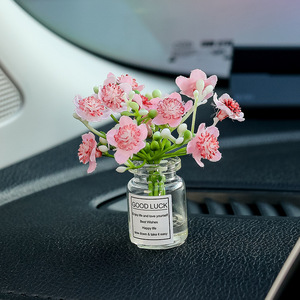 Car Glass Flower <b>Vase</b> Decor Cherry Blossom Pink <b>Small</b> Dashboard Ornament Easy Installation Car Accessories - Product Image 2