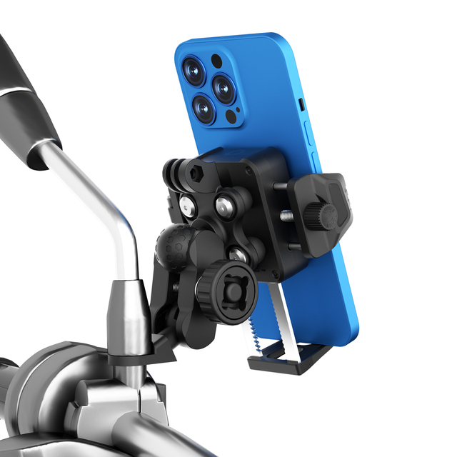 Motorcycle Bicycle Waterproof Shock-absorbing 360 Rotating Rear View Mirror Mobile Phone Holder with Anti-Theft Feature