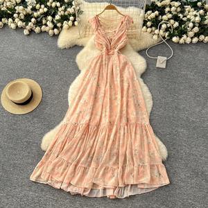 Urban 3D flor cuello en V estampado largo mujer vestido 2025 verano Sexy sin mangas espalda descubierta vestido femenino con cordones señora vestidos de noche - Product Image 3