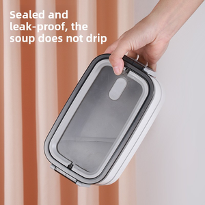 Moderne umwelt freundliche doppels chichtige isolierte Brotdose mit individuellem Logo-Kunststoff deckel für Studenten - Product Image 4