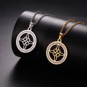 Collar <span class=keywords><strong>de</strong></span> Moda para Mujer, <span class=keywords><strong>de</strong></span> Acero Inoxidable 316L, Resistente al Agua y al Deslustre, con Colgante <span class=keywords><strong>de</strong></span> Moneda <span class=keywords><strong>de</strong></span> Circonio, Chapado en Oro <span class=keywords><strong>de</strong></span> 14k y 18k, Diseño <span class=keywords><strong>de</strong></span> Bruja - Product Image 1