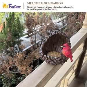 बगीचे और पैटियो पक्षी फीडर एक यथार्थवादी पाइन शंकु डिजाइन के साथ राल से बना उद्यान और पेटियो पक्षी फीडर - Product Image 4