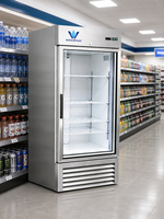 Congélateur vertical en acier inoxydable, réfrigérateur de présentation avec compresseur inférieur, réfrigérateur commercial pour supermarché, aliments frais