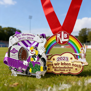 Porta Medallas Deportivo Personalizado con Logotipo y Patrón Pintado, Color Personalizado, Diseño de Fábrica China, con Cordón/Cinta Metálica - Product Image 1