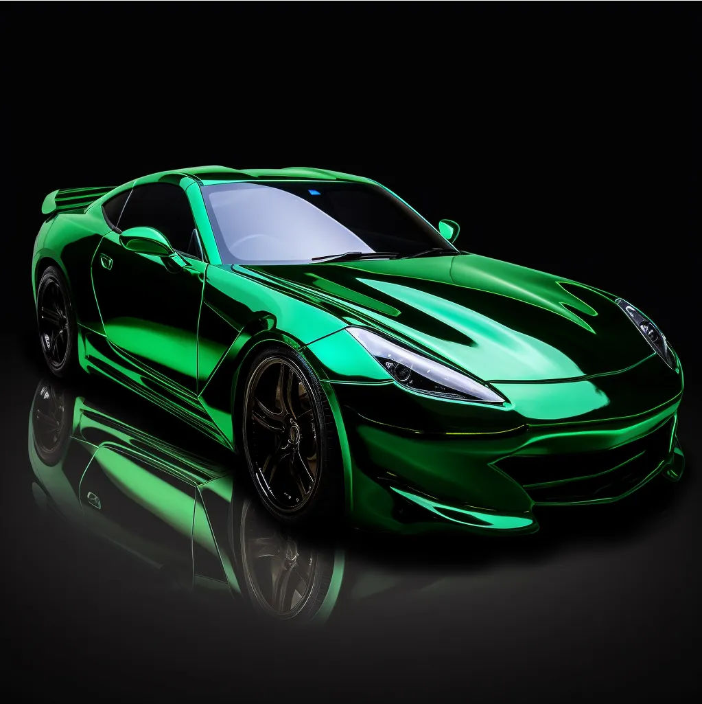 2023 super brillant sans bulle voiture vinyle wrap animal de compagnie brillant vert voiture emballage années garantie voiture carrosserie vinyle
