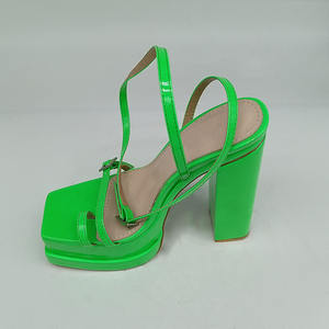 Sandalias de plataforma gruesa <span class=keywords><strong>para</strong></span> mujer, zapatos de tacón alto con punta abierta cuadrada, color verde, <span class=keywords><strong>2022</strong></span> - Product Image 4