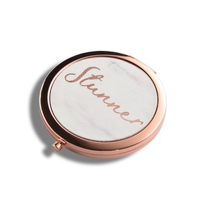 Wholesale Factory Promotional Metal PU Custom Logo Pocket <b>Compact</b> Rose Gold <b>Mirrors</b> - Product Image 3
