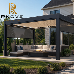 Pérgola Independiente Personalizada de 5x5m con Pantallas de Privacidad ZIP y Techo de Láminas para Áreas de Descanso Costeras - Product Image 1