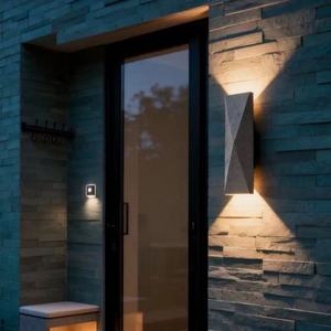 Lampe murale LED imperméable d'extérieur, carrée, style pierre jaune, pour cour, villa, maison d'hôtes, restaurant, éclairage de balcon - Product Image 2