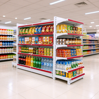 Étagères de supermarché gondole métalliques solides à simple et double face, les plus vendues, pour présentation en magasin, installation rapide