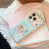Coque de téléphone antichoc double couche en TPU avec motif à pois bleu menthe pour iPhone, par Kawaii Cartoon Dog Cat