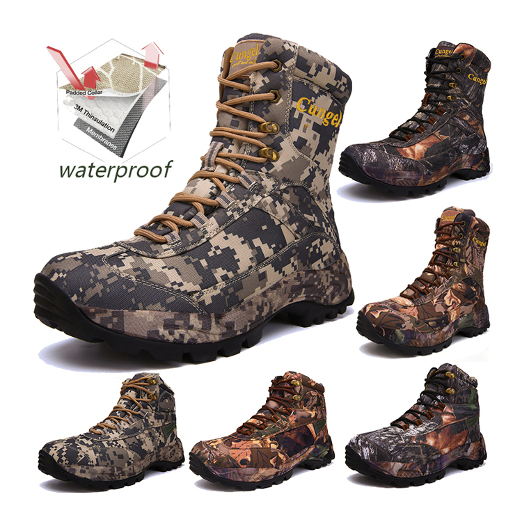 CUNGEL высокие до щиколотки водонепроницаемые мужские зимние кожаные армейские защитные ботинки тактические на молнии рабочие мотоциклетные походные военные ботинки