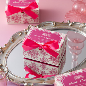 Scatola per Caramelle Elegante con Fiocco a Nastro per Feste di Matrimonio Primavera 2026, Confezione Regalo per la Festa della Mamma, Scatola per Caramelle da Matrimonio Pieghevole e Portatile - Product Image 4