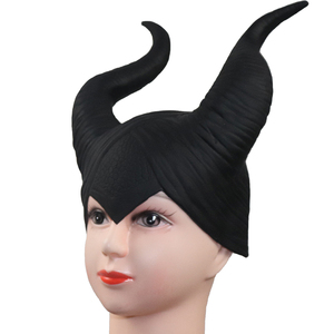 หน้ากากคอสเพลย์แม่มดมาเลฟิเซนต์พร้อมเขาและหมวก  แบบเต็มหน้า สำหรับงานคริสต์มาส ฮาโลวีน ปาร์ตี้  ราชินีดำ ทำจากยางลาเท็กซ์ - Product Image 5