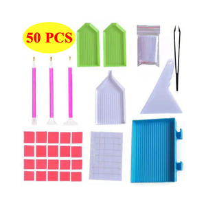 50 pièces bricolage peinture accessoires boîte diamant croix collant argile plateau Kits <span class=keywords><strong>Fix</strong></span> outil diamant <span class=keywords><strong>Art</strong></span> rouleau 5D diamant peinture outils - Product Image 1