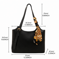 Sacs fourre-tout de luxe en cuir PU de créateur avec fermeture éclair, sacs à bandoulière vintage, sacs sous le bras avec foulard en soie