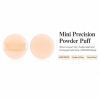 JLY 38mm Éponge de maquillage ronde double face en velours, mini applicateur de poudre, avec sangle en ruban satiné, OEM ODM
