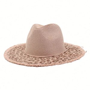 Chapeau de paille imprimé léopard, nouvelle collection printemps-été, protection solaire, pour hommes et femmes, idéal pour la plage et les voyages en extérieur - Product Image 4
