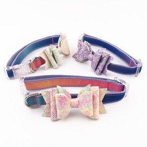 Correa de Collar para perro de diseño brillante, collares de lujo para mascotas, lazo hecho a mano, Collar para perro con correa y cinta - Product Image 4