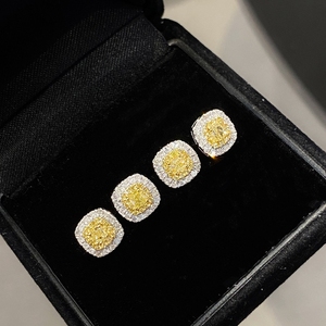 อาซูโอ ไฟน์ จิวเวลรี่ 18K ทองคำแท้สีเหลืองเพชรธรรมชาติทรงเหลี่ยมคลาสสิกต่างหูของขวัญสำหรับผู้หญิง AU750 - Product Image 5
