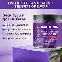 Gummies Antioxydantes NAD Resvératrol Plus Biotine Collagène à Marque Blanche avec Vitamines K2 & D3 Zinc – 60 Unités pour Adultes