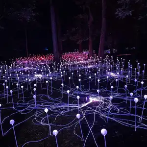 Garden Outdoor Square Path Holiday Decorative Lights LED Reed Fiber Optic Ball Lights