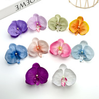 Bunga Anggrek Phalaenopsis Buatan 10cm Grosir, Bunga Palsu untuk Aksesoris Rambut DIY Dekorasi Pernikahan
