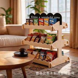 Estante de madera de 3 niveles para almacenar refrigerios con pizarra para exhibir postres en fiestas - Product Image 4