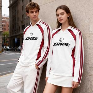 Camiseta Polo Unisex 2026, Nueva, Personalizada, OEM, a Rayas, Manga Larga, Estilo Casual Deportivo Urbano, Impresión Gráfica DTG, Corte Holgado - Product Image 3