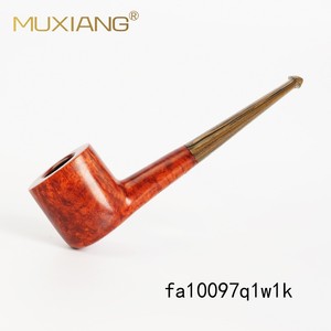 Muxiang Briarwood Smoking Pipe Straight Type 9mm Filter Dark Red Glossy Finish Tobacco Pipe - Product Image 1