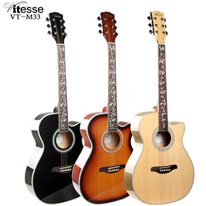 <span class=keywords><strong>Guitarra</strong></span> Acústica Eléctrica de 40/41 Pulgadas con Pastilla, Tapa de Abeto de Calidad, Diapasón Tallado en Forma de Viñas, Ideal para Principiantes, Económica - Product Image 1