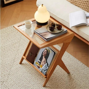 Japanese solid Holz Couch tisch Rattan Nordic Style Kirsch holz Glas Sofa Beistell tisch für Wohnzimmer - Product Image 1