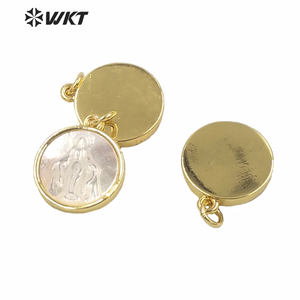 WT-MP173 Grosir Liontin Cangkang Pel Pel Emas Religius Liontin Yesus Kerang Putih 14Mm - Product Image 2