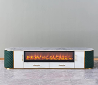 Meuble TV de luxe moderne avec foyer électrique et plateau en marbre pour salon, maison, villa, centre commercial
