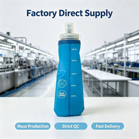 Bouteille souple en TPU de 500 ml avec logo personnalisé, anti-fuite, sans BPA, sans danger pour les aliments, pour boire directement, pour le sport et le camping