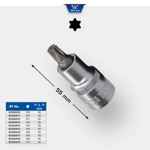 BRILLIANT TOOLS - BT022971 1/2 ''Torx bit socket, 55 mm de largo-EAN 4042146776926 HAND SOCKETS 1/2" - Product Image 2