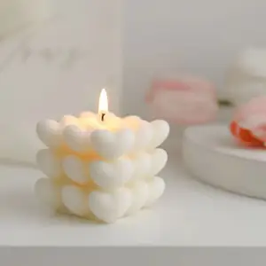 홈 장식 향기로운 펜던트 아로마 테라피 캔들 곰팡이를위한 3D 큐브 하트 버블 몰드