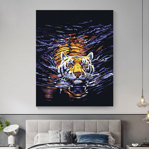 Kit de peinture par numéros personnalisable pour adultes, avec un <span class=keywords><strong>tigre</strong></span> dans l'eau, peinture acrylique, idéal comme décoration d'intérieur - Product Image 2